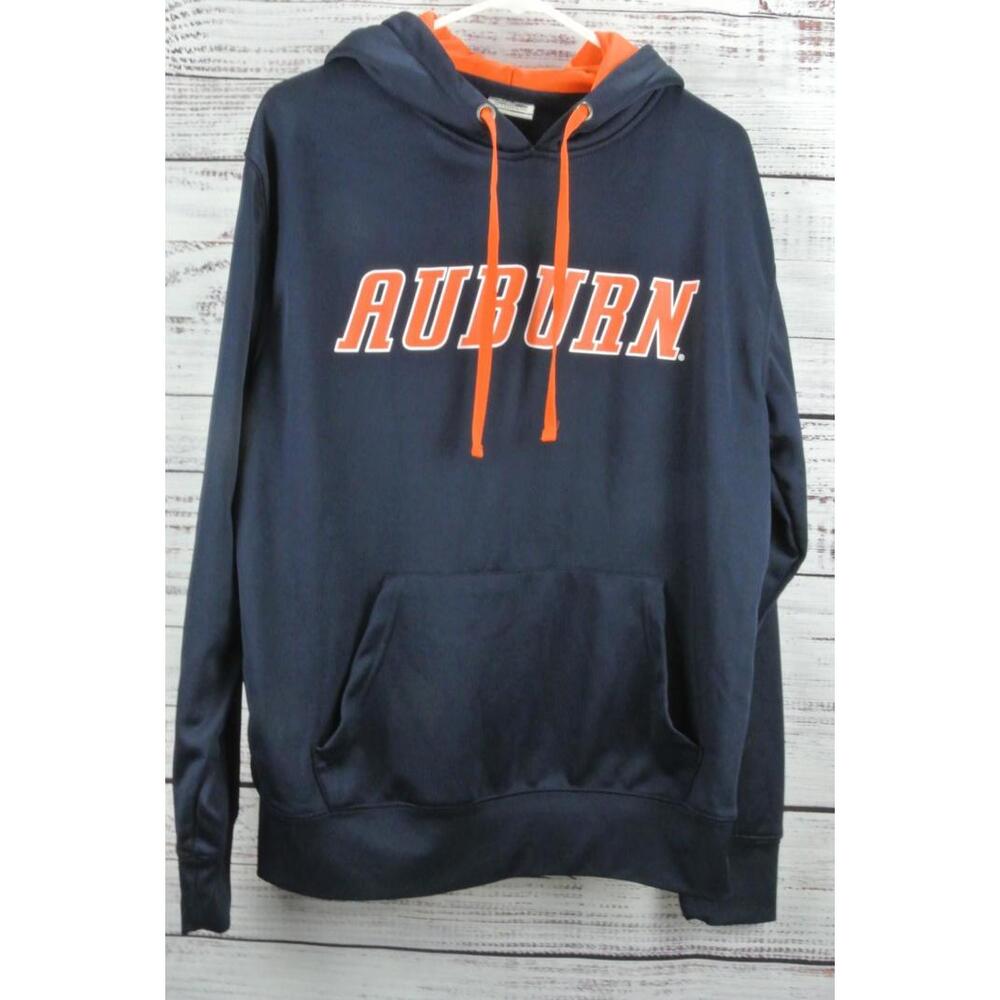 Auburn University Hoodie L Large Navy Blue Orange Pullover Stadium Athletics H4